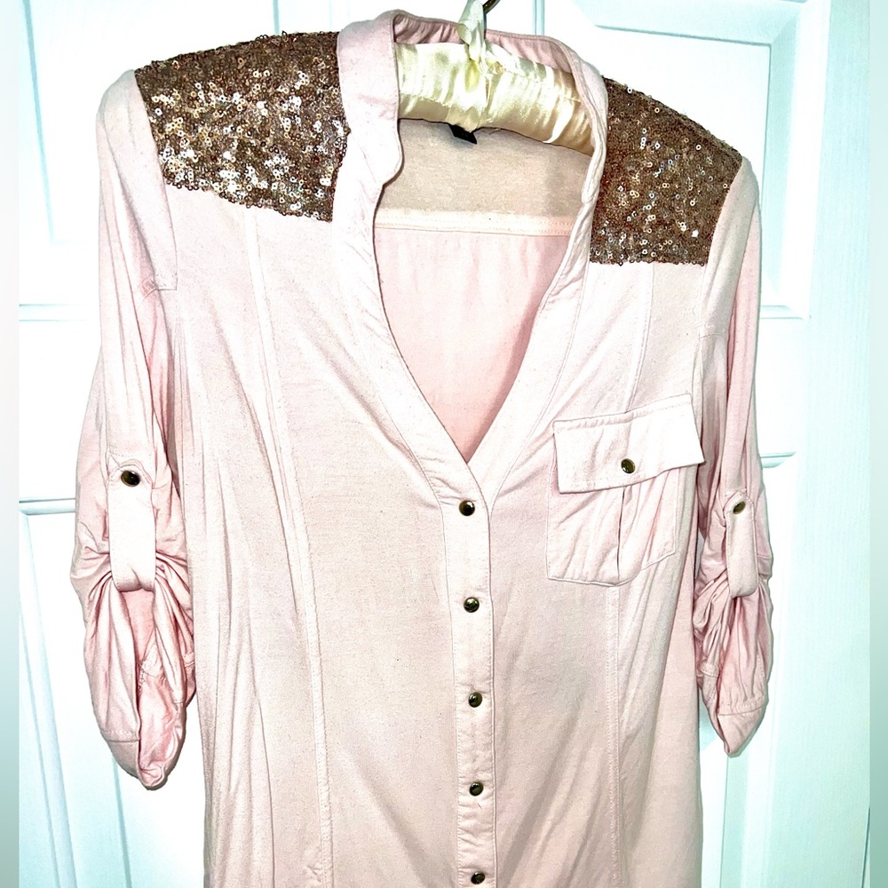 BEBE Day Sequin Shirt Size Small
